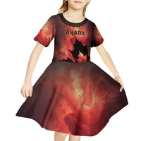 Personalized Canada Maple Leaf Kid Short Sleeve Dress Red Galaxy Style - Wonder Print Shop