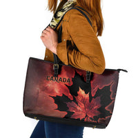 Canada Maple Leaf Leather Tote Bag Red Galaxy Style - Wonder Print Shop