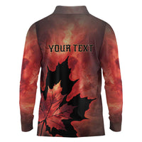 Personalized Canada Maple Leaf Long Sleeve Polo Shirt Red Galaxy Style - Wonder Print Shop