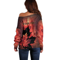 Personalized Canada Maple Leaf Off Shoulder Sweater Red Galaxy Style - Wonder Print Shop