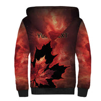 Personalized Canada Maple Leaf Sherpa Hoodie Red Galaxy Style - Wonder Print Shop