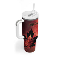 Personalized Canada Maple Leaf Tumbler With Handle Red Galaxy Style - Wonder Print Shop