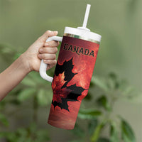 Personalized Canada Maple Leaf Tumbler With Handle Red Galaxy Style - Wonder Print Shop