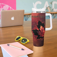Personalized Canada Maple Leaf Tumbler With Handle Red Galaxy Style - Wonder Print Shop