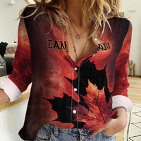 Personalized Canada Maple Leaf Women Casual Shirt Red Galaxy Style - Wonder Print Shop