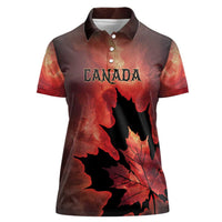 Personalized Canada Maple Leaf Women Polo Shirt Red Galaxy Style - Wonder Print Shop