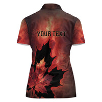 Personalized Canada Maple Leaf Women Polo Shirt Red Galaxy Style - Wonder Print Shop