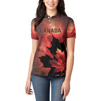 Personalized Canada Maple Leaf Women Polo Shirt Red Galaxy Style - Wonder Print Shop