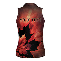 Personalized Canada Maple Leaf Women Sleeveless Polo Shirt Red Galaxy Style - Wonder Print Shop