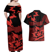 Canada Maple Leaf Couples Matching Off Shoulder Maxi Dress and Hawaiian Shirt Unique Style Red Version - Wonder Print Shop