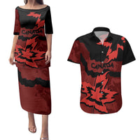 Canada Maple Leaf Couples Matching Puletasi and Hawaiian Shirt Unique Style Red Version - Wonder Print Shop