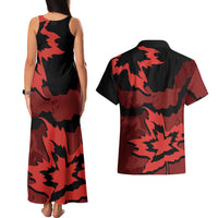 Canada Maple Leaf Couples Matching Tank Maxi Dress and Hawaiian Shirt Unique Style Red Version - Wonder Print Shop