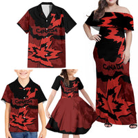 Canada Maple Leaf Family Matching Off Shoulder Maxi Dress and Hawaiian Shirt Unique Style Red Version - Wonder Print Shop