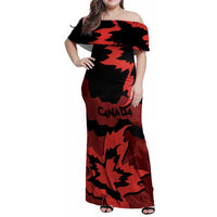 Canada Maple Leaf Family Matching Off Shoulder Maxi Dress and Hawaiian Shirt Unique Style Red Version - Wonder Print Shop
