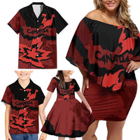Canada Maple Leaf Family Matching Off Shoulder Short Dress and Hawaiian Shirt Unique Style Red Version - Wonder Print Shop