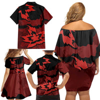 Canada Maple Leaf Family Matching Off Shoulder Short Dress and Hawaiian Shirt Unique Style Red Version - Wonder Print Shop