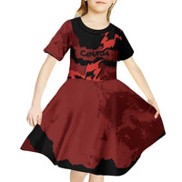 Canada Maple Leaf Kid Short Sleeve Dress Unique Style Red Version - Wonder Print Shop
