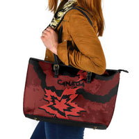 Canada Maple Leaf Leather Tote Bag Unique Style Red Version - Wonder Print Shop