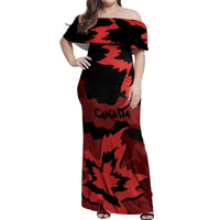 Canada Maple Leaf Off Shoulder Maxi Dress Unique Style Red Version - Wonder Print Shop