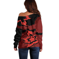 Canada Maple Leaf Off Shoulder Sweater Unique Style Red Version - Wonder Print Shop