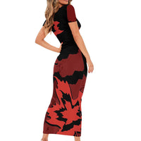 Canada Maple Leaf Short Sleeve Bodycon Dress Unique Style Red Version - Wonder Print Shop