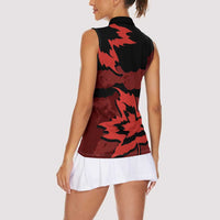 Canada Maple Leaf Women Sleeveless Polo Shirt Unique Style Red Version - Wonder Print Shop