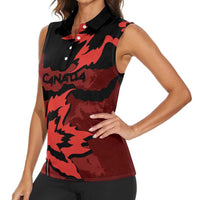 Canada Maple Leaf Women Sleeveless Polo Shirt Unique Style Red Version - Wonder Print Shop