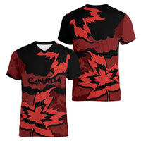 Canada Maple Leaf Women V-Neck T-Shirt Unique Style Red Version - Wonder Print Shop