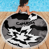 Canada Maple Leaf Beach Blanket Unique Style Black Version - Wonder Print Shop