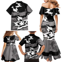 Canada Maple Leaf Family Matching Mermaid Dress and Hawaiian Shirt Unique Style Black Version - Wonder Print Shop