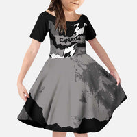 Canada Maple Leaf Family Matching Off Shoulder Maxi Dress and Hawaiian Shirt Unique Style Black Version - Wonder Print Shop