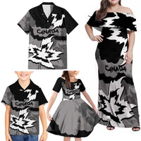 Canada Maple Leaf Family Matching Off Shoulder Maxi Dress and Hawaiian Shirt Unique Style Black Version - Wonder Print Shop