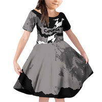 Canada Maple Leaf Family Matching Off Shoulder Short Dress and Hawaiian Shirt Unique Style Black Version - Wonder Print Shop
