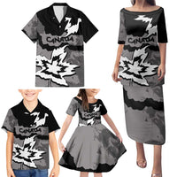 Canada Maple Leaf Family Matching Puletasi and Hawaiian Shirt Unique Style Black Version - Wonder Print Shop