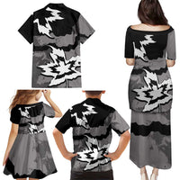 Canada Maple Leaf Family Matching Puletasi and Hawaiian Shirt Unique Style Black Version - Wonder Print Shop