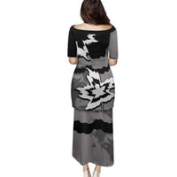 Canada Maple Leaf Family Matching Puletasi and Hawaiian Shirt Unique Style Black Version - Wonder Print Shop