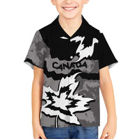 Canada Maple Leaf Family Matching Short Sleeve Bodycon Dress and Hawaiian Shirt Unique Style Black Version - Wonder Print Shop
