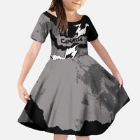 Canada Maple Leaf Family Matching Summer Maxi Dress and Hawaiian Shirt Unique Style Black Version - Wonder Print Shop