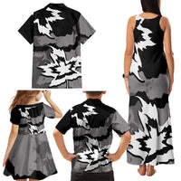 Canada Maple Leaf Family Matching Tank Maxi Dress and Hawaiian Shirt Unique Style Black Version - Wonder Print Shop