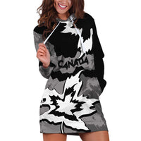 Canada Maple Leaf Hoodie Dress Unique Style Black Version - Wonder Print Shop