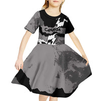 Canada Maple Leaf Kid Short Sleeve Dress Unique Style Black Version - Wonder Print Shop