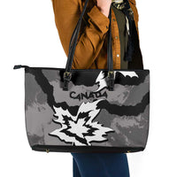 Canada Maple Leaf Leather Tote Bag Unique Style Black Version - Wonder Print Shop
