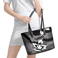 Canada Maple Leaf Leather Tote Bag Unique Style Black Version - Wonder Print Shop