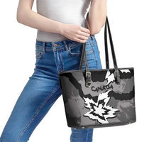 Canada Maple Leaf Leather Tote Bag Unique Style Black Version - Wonder Print Shop