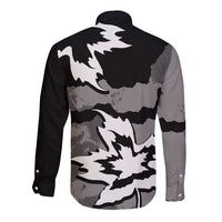 Canada Maple Leaf Long Sleeve Button Shirt Unique Style Black Version - Wonder Print Shop