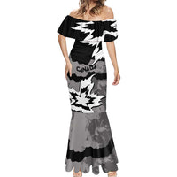 Canada Maple Leaf Mermaid Dress Unique Style Black Version - Wonder Print Shop