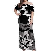 Canada Maple Leaf Off Shoulder Maxi Dress Unique Style Black Version - Wonder Print Shop