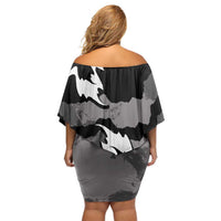 Canada Maple Leaf Off Shoulder Short Dress Unique Style Black Version - Wonder Print Shop