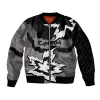 Canada Maple Leaf Sleeve Zip Bomber Jacket Unique Style Black Version - Wonder Print Shop
