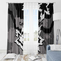 Canada Maple Leaf Window Curtain Unique Style Black Version - Wonder Print Shop